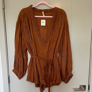 NWT Free People Romper Women’s Size Medium Copper Boho